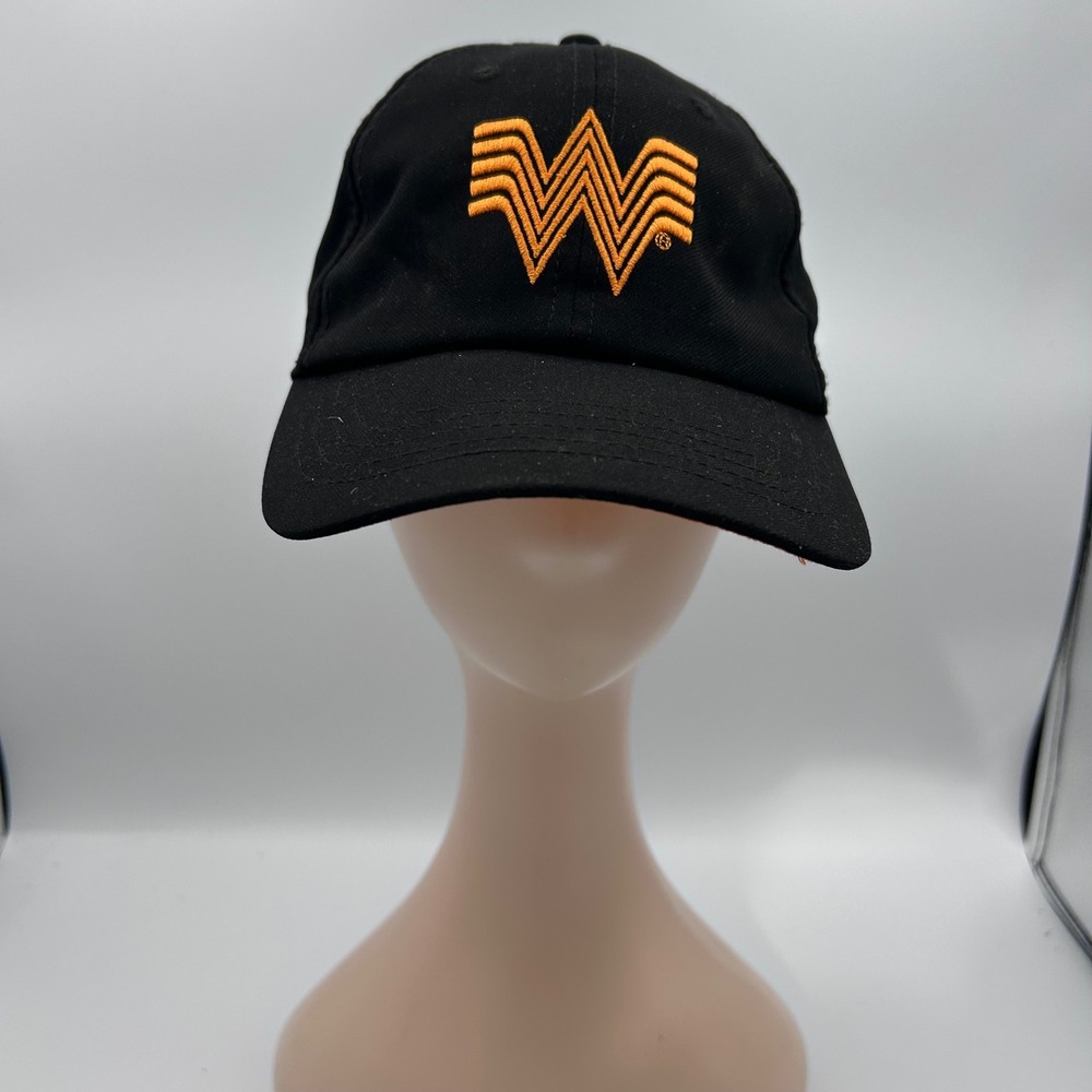 Whataburger Flying W Logo Baseball Hat Black Orange Adjustable Strapback Cap